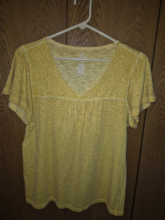 St. John's Bay Tops - St. John's Bay Yellow Crochet Yoke Top